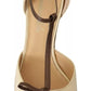 Beige T-Strap Block Heels Pumps Leather Shoes