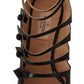 Black Multi Strap Leather Mid Heels Pumps Shoes