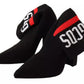 Black Suede Logo Socks Block Heel Ankle Boots Shoes