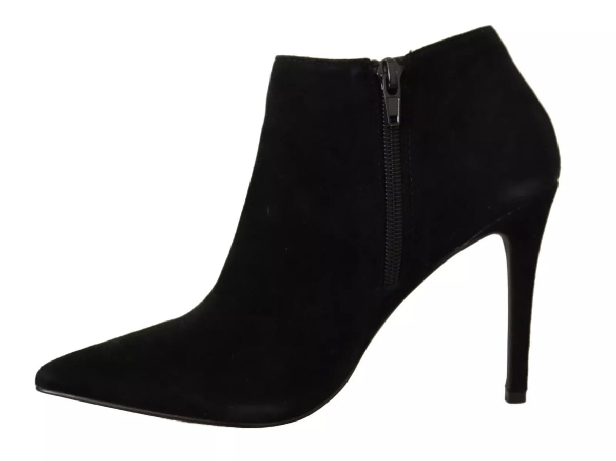 Black Suede Leather Stiletto Heels Boots Shoes