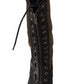 Black Green High Combat Boots Lace Up Military Shoes