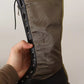 Black Green High Combat Boots Lace Up Military Shoes