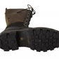 Black Green High Combat Boots Lace Up Military Shoes