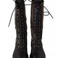 Black Green High Combat Boots Lace Up Military Shoes