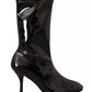 Black Patent Leather High Heels Boots Shoes