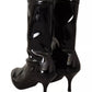 Black Patent Leather High Heels Boots Shoes