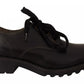 Black Leather Low Top Lace Up Women Oxford Shoes