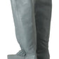 Blue Leather Elastic Flats Pull On Knee High Boots Shoes