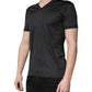 Dark Gray Silk V-neck Short Sleeves T-shirt