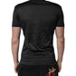 Dark Gray Silk V-neck Short Sleeves T-shirt