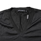 Dark Gray Silk V-neck Short Sleeves T-shirt