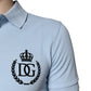 Sky Blue Cotton Crown Collared Polo T-shirt