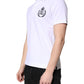 White Cotton Crown Collared Men Polo T-shirt