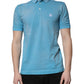 Blue Cotton Crown Collared Men Polo T-shirt