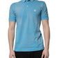 Blue Cotton Crown Collared Men Polo T-shirt