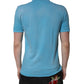 Blue Cotton Crown Collared Men Polo T-shirt