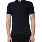 Dark Blue Cotton Crown Collared Polo T-shirt