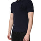 Dark Blue Cotton Crown Collared Polo T-shirt