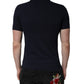Dark Blue Cotton Crown Collared Polo T-shirt