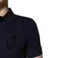 Dark Blue Cotton Crown Collared Polo T-shirt
