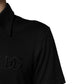 Black Polyester DG Logo Collared Polo T-shirt