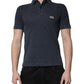 Dark Blue Logo Plaque Cotton Men Polo Shirt T-shirt