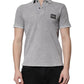 Gray Logo Plaque Cotton Men Polo Shirt T-shirt