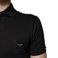 Dark Gray Logo Plaque Cotton Men Polo Shirt T-shirt