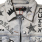 Light Blue Graffiti Button Down Denim Jacket