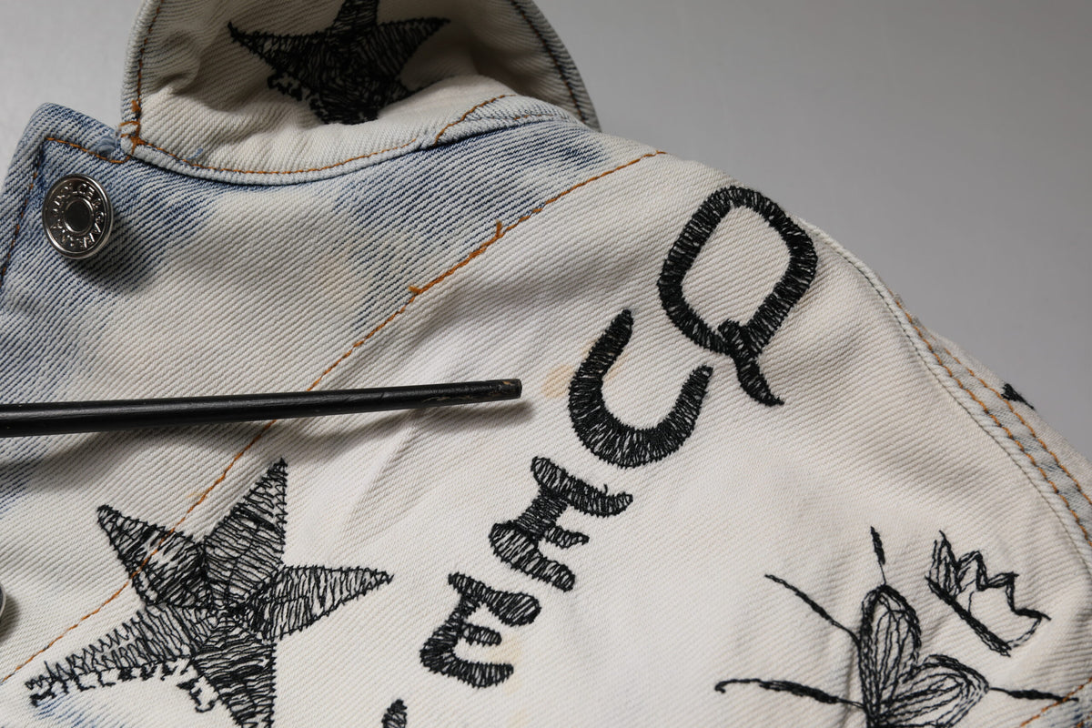Light Blue Graffiti Button Down Denim Jacket