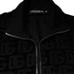 Black Logo Monogram Full Zip Bomber Jacket