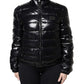 Black Logo Plaque Full Zip Puffer Jacket