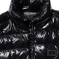 Black Logo Plaque Full Zip Puffer Jacket