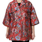 Red Floral Jacquard Button Down Coat Jacket