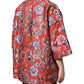 Red Floral Jacquard Button Down Coat Jacket