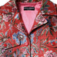 Red Floral Jacquard Button Down Coat Jacket
