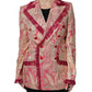 Pink Gold Jacquard Nylon Coat Blazer Jacket