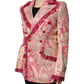 Pink Gold Jacquard Nylon Coat Blazer Jacket
