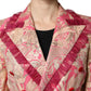 Pink Gold Jacquard Nylon Coat Blazer Jacket
