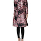 Pink Black Floral Brocade Trenchcoat Jacket