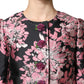 Pink Black Floral Brocade Trenchcoat Jacket
