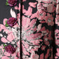 Pink Black Floral Brocade Trenchcoat Jacket