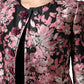 Pink Black Floral Brocade Trenchcoat Jacket