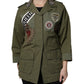 Military Green Queen Embellished Coat Jacket
