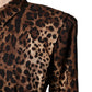 Brown Leopard Silk Button Down Coat Jacket