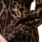 Brown Leopard Silk Button Down Coat Jacket