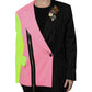 Multicolor Patchwork Embellished Coat Jacket