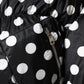 Black White Polka Dot Full Zip Puffer Jacket