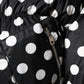 Black White Polka Dot Full Zip Puffer Jacket