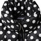 Black White Polka Dot Full Zip Puffer Jacket
